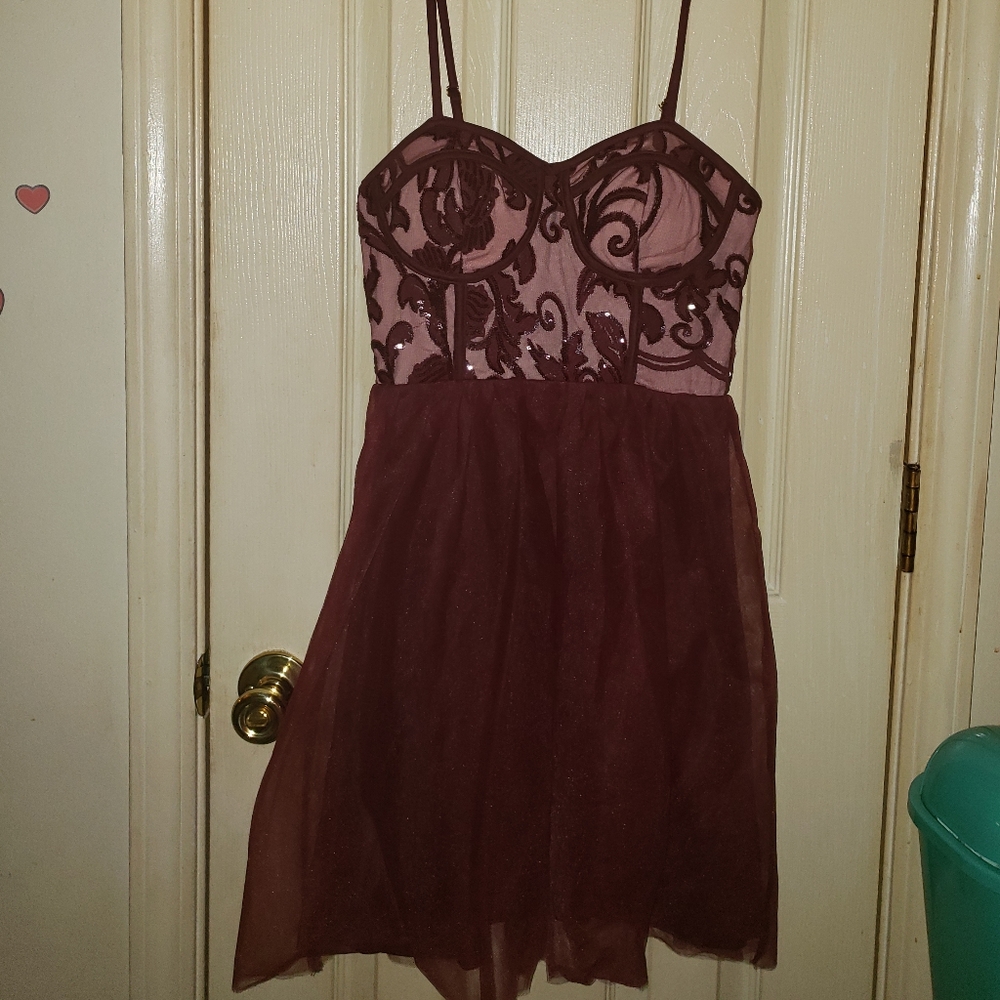 Windsor Raspberry color sequin mesh party dress